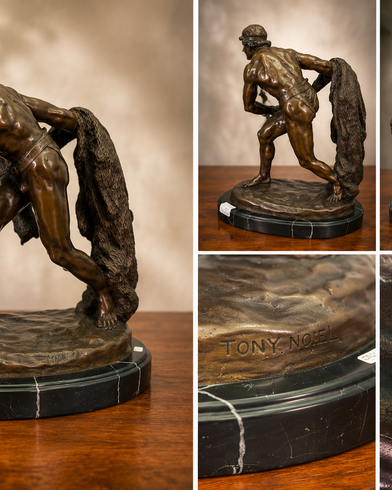 Bronzestatue Fischer by „Bronze Garanti Paris“ „JB Déposé“.
